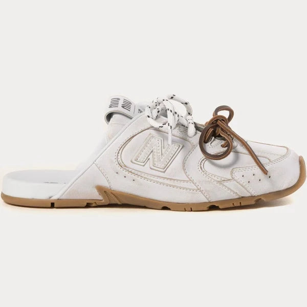 New Balance x Miu Miu 530 SL Deco Calf Leather White Mules