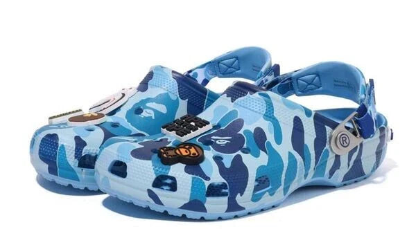 A Bathing Ape Clog "Blue Camo"