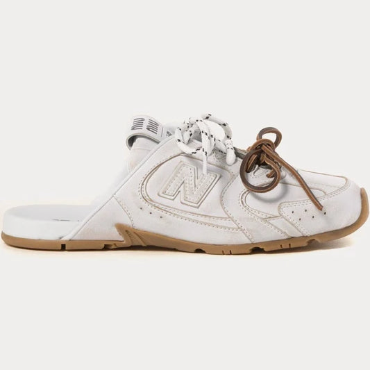 New Balance x Miu Miu 530 SL Deco Calf Leather White Mules